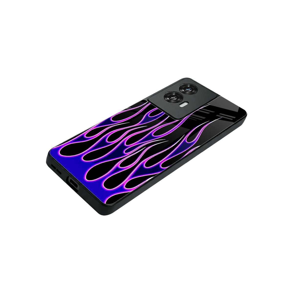 Flames Purple Inferno stylish phone case for motorola edge 50 fusion | glossy glass and slim fit