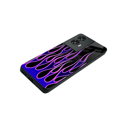 Flames Purple Inferno stylish phone case for motorola edge 50 fusion | glossy glass and slim fit