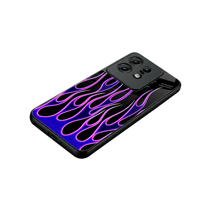 Flames Purple Inferno stylish phone case for motorola edge 50 pro | glossy glass and slim fit