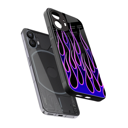 Flames Purple Inferno sleek nothing phone 2 cover with tempered glass back and TPU edges