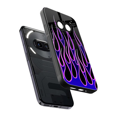 Flames Purple Inferno sleek nothing phone 2a plus cover with tempered glass back and TPU edges