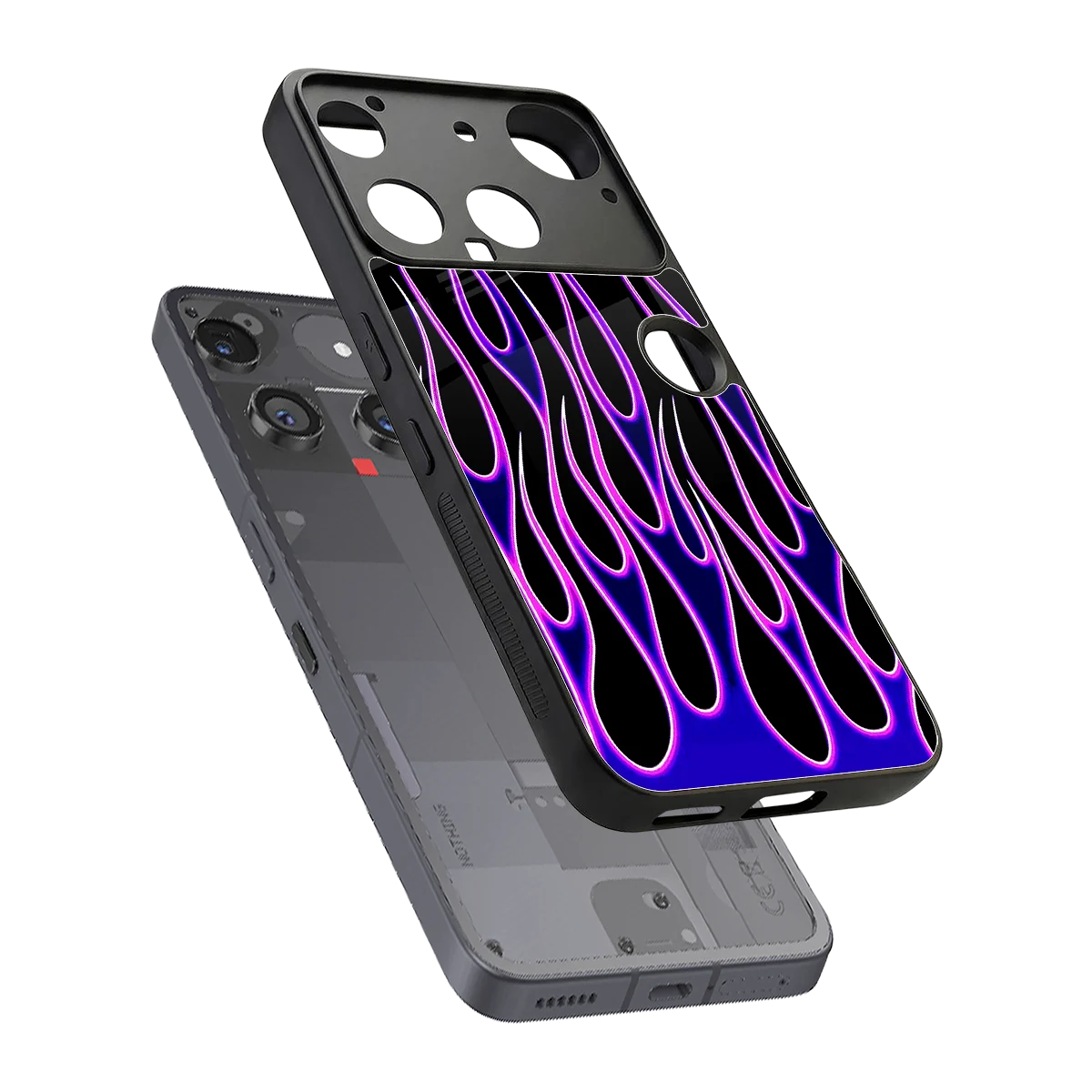 Flames Purple Inferno sleek nothing phone 3 cover with tempered glass back and TPU edges