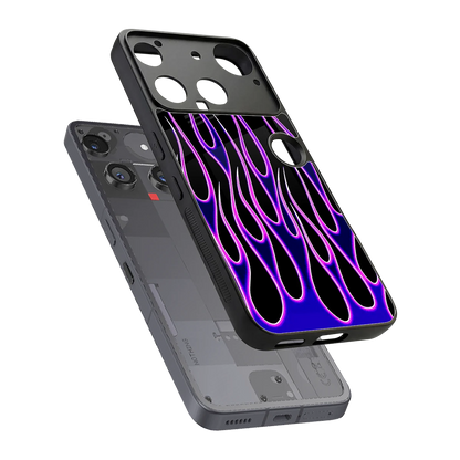 Flames Purple Inferno sleek nothing phone 3 cover with tempered glass back and TPU edges