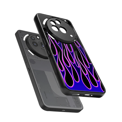 Flames Purple Inferno sleek nothing phone 3a pro cover with tempered glass back and TPU edges