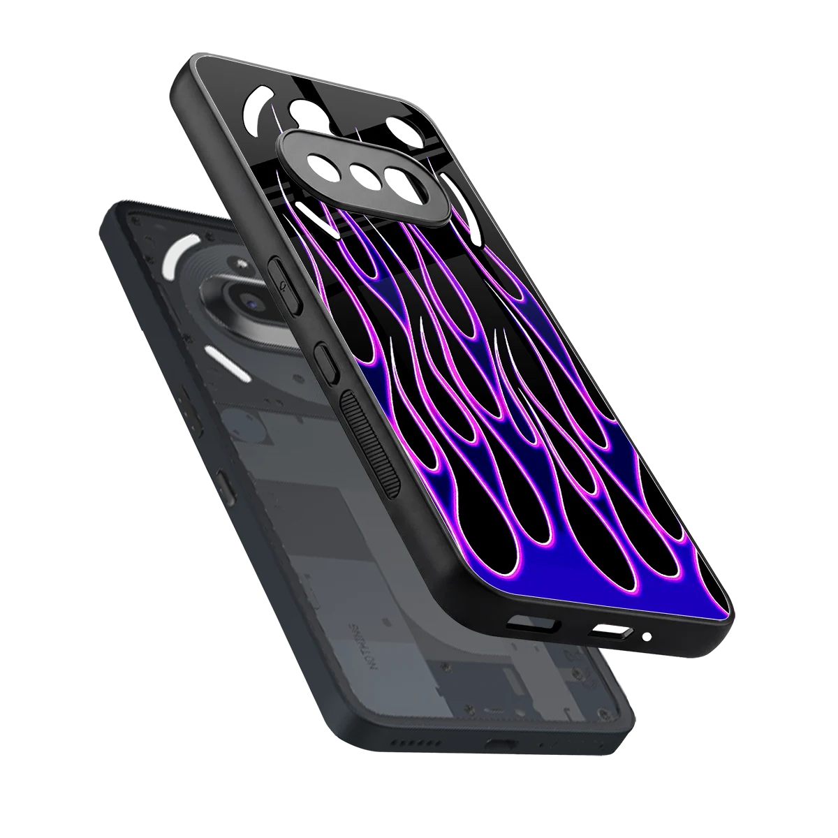 Flames Purple Inferno sleek nothing phone 3a cover with tempered glass back and TPU edges