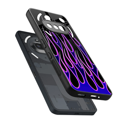 Flames Purple Inferno sleek nothing phone 3a cover with tempered glass back and TPU edges