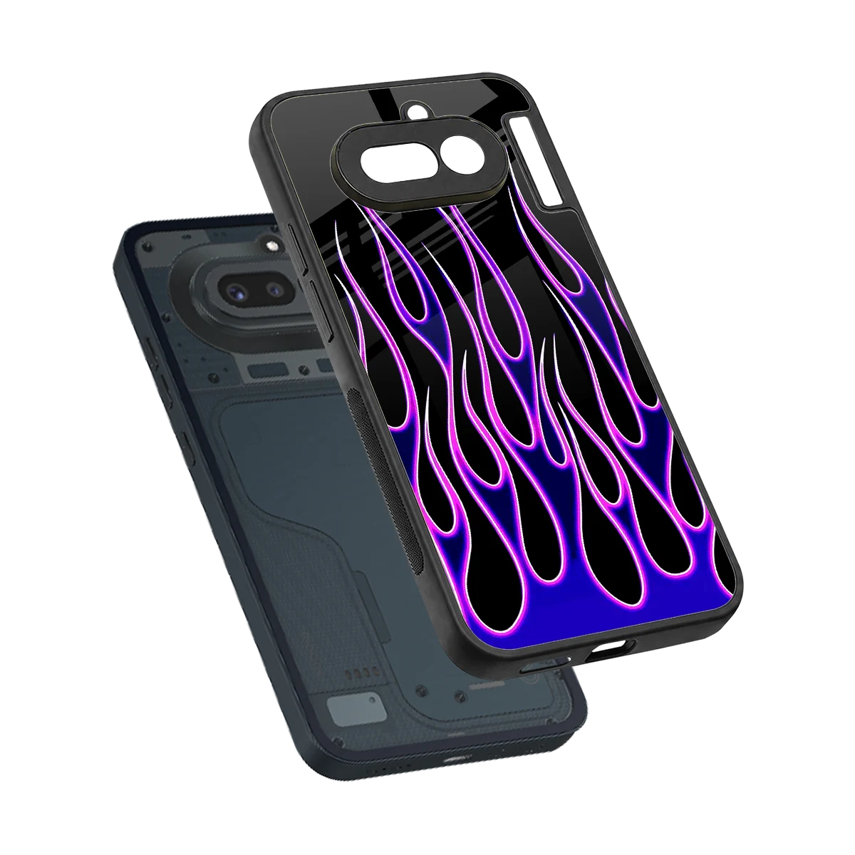 Flames Purple Inferno sleek nothing phone 4a cover with tempered glass back and TPU edges