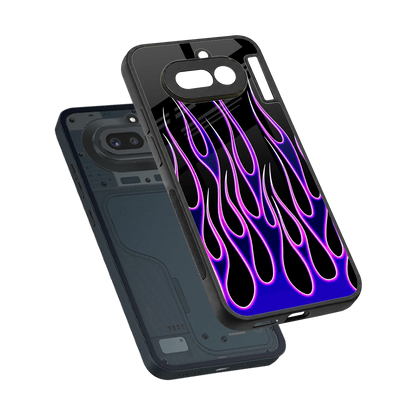 Flames Purple Inferno sleek nothing phone 4a cover with tempered glass back and TPU edges