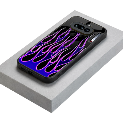 Flames Purple Inferno stylish phone case for nothing phone 4a | glossy glass and slim fit