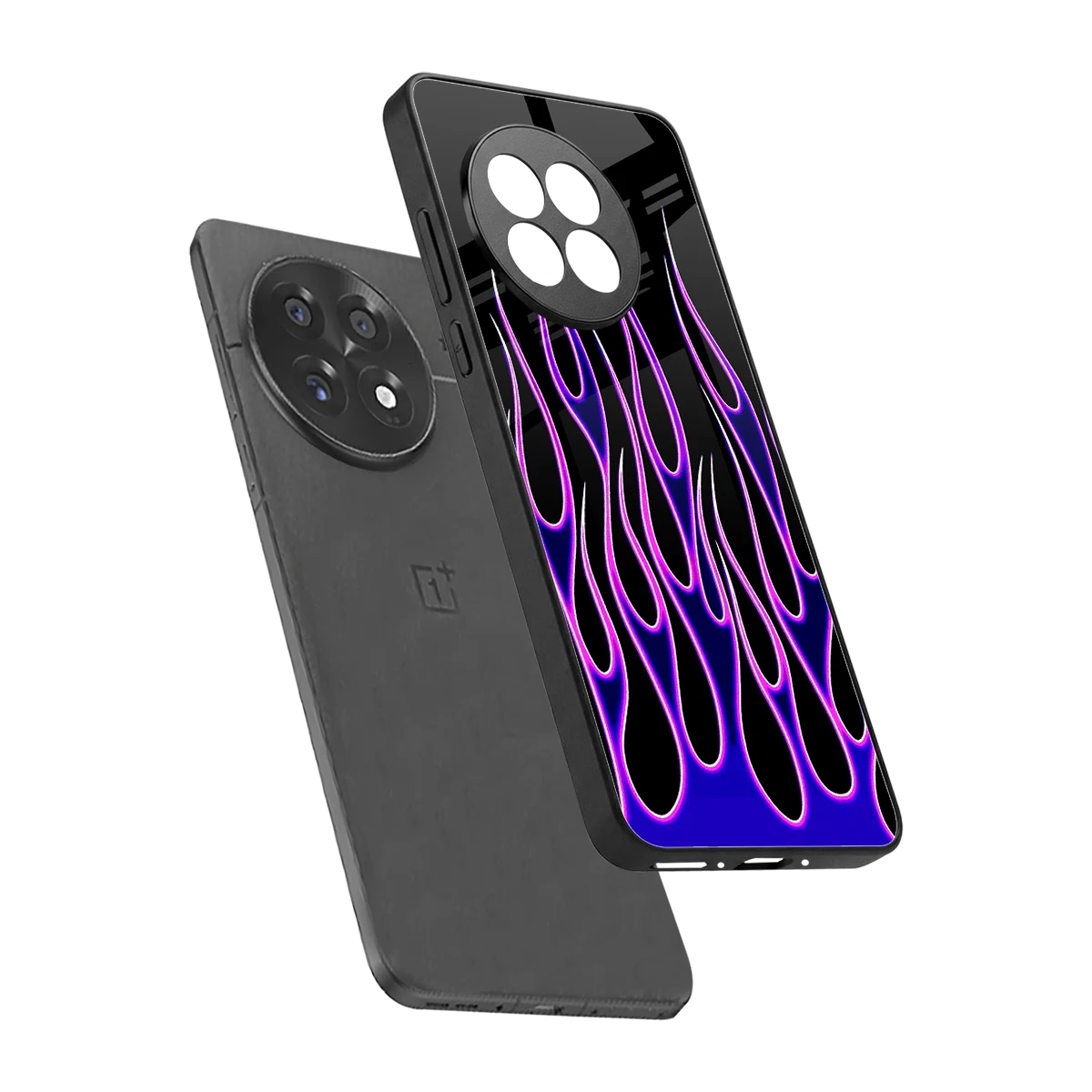 Flames Purple Inferno sleek oneplus 13r cover with tempered glass back and TPU edges