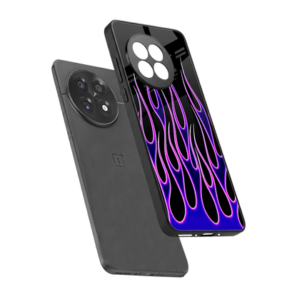 Flames Purple Inferno sleek oneplus 13r cover with tempered glass back and TPU edges