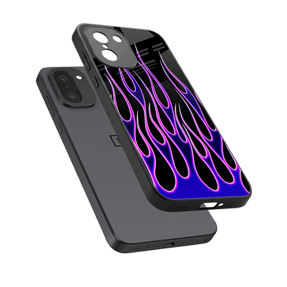 Flames Purple Inferno sleek oneplus 15r cover with tempered glass back and TPU edges