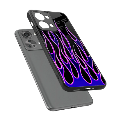 Flames Purple Inferno sleek oneplus nord 2t cover with tempered glass back and TPU edges