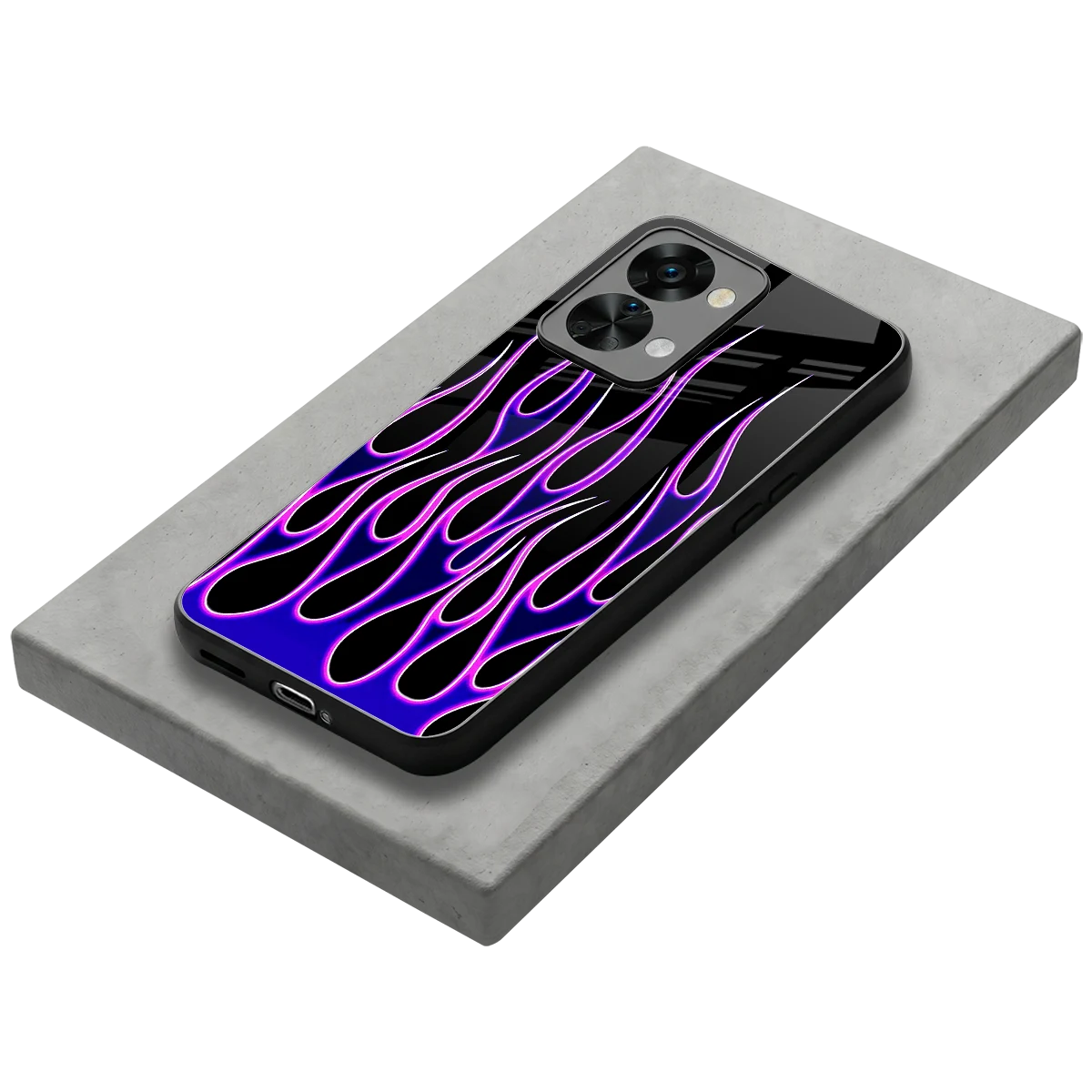 Flames Purple Inferno stylish phone case for oneplus nord 2t | glossy glass and slim fit