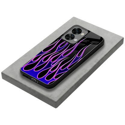 Flames Purple Inferno stylish phone case for oneplus nord 2t | glossy glass and slim fit