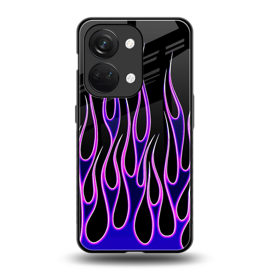 Flames Purple Inferno back phone cover | glass case for oneplus nord 3