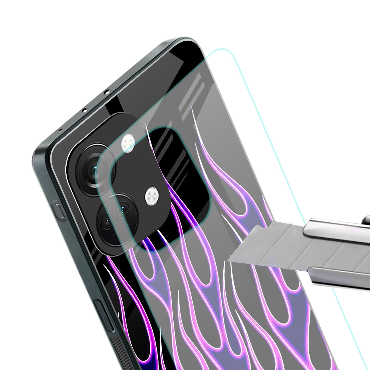 Flames Purple Inferno stylish phone case for oneplus nord 3 | glossy glass and slim fit