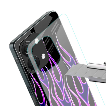 Flames Purple Inferno stylish phone case for oneplus nord 3 | glossy glass and slim fit