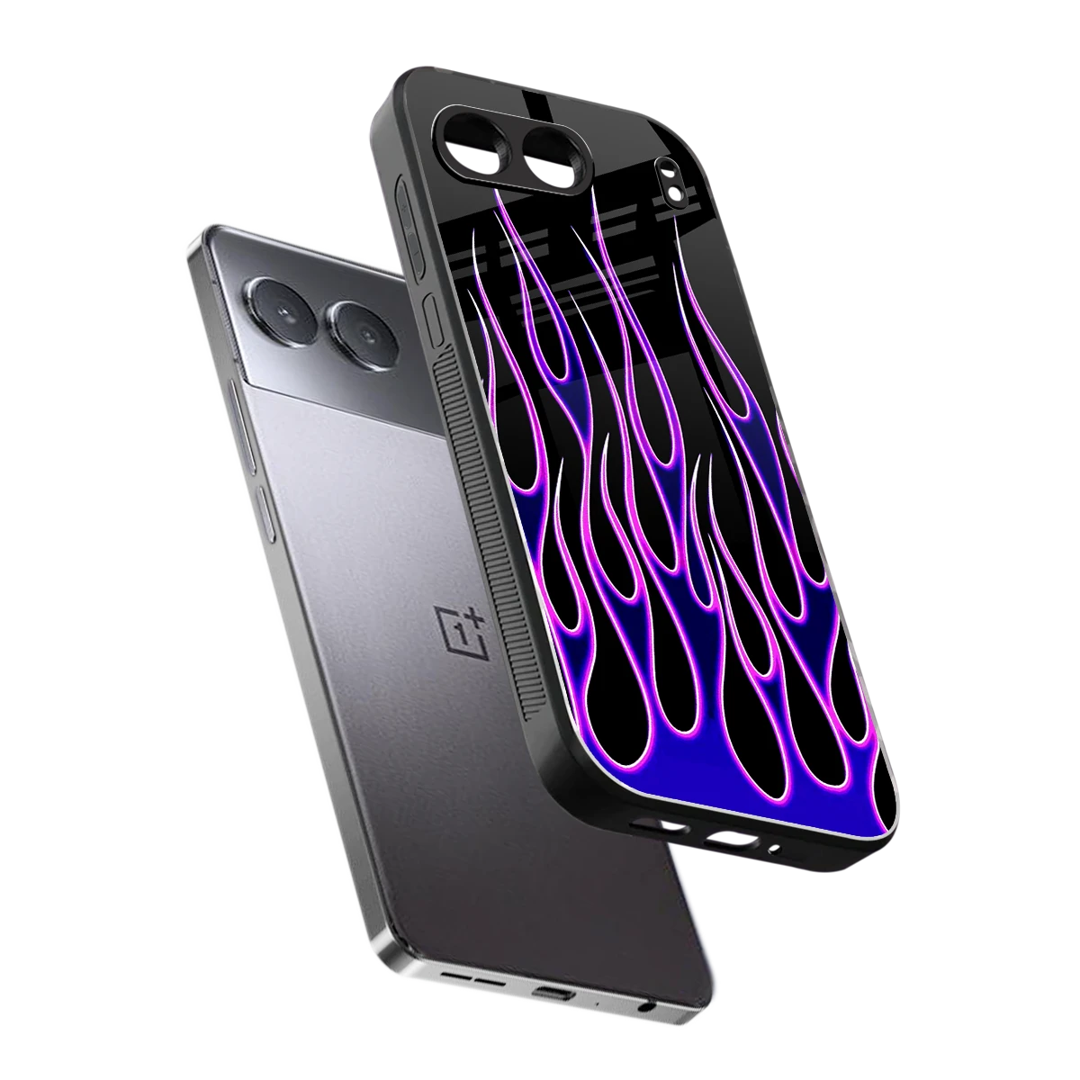 Flames Purple Inferno sleek oneplus nord 4 cover with tempered glass back and TPU edges