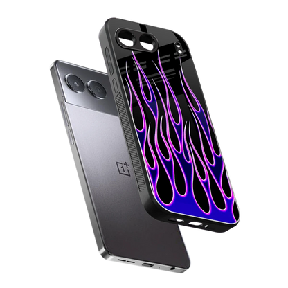 Flames Purple Inferno sleek oneplus nord 4 cover with tempered glass back and TPU edges