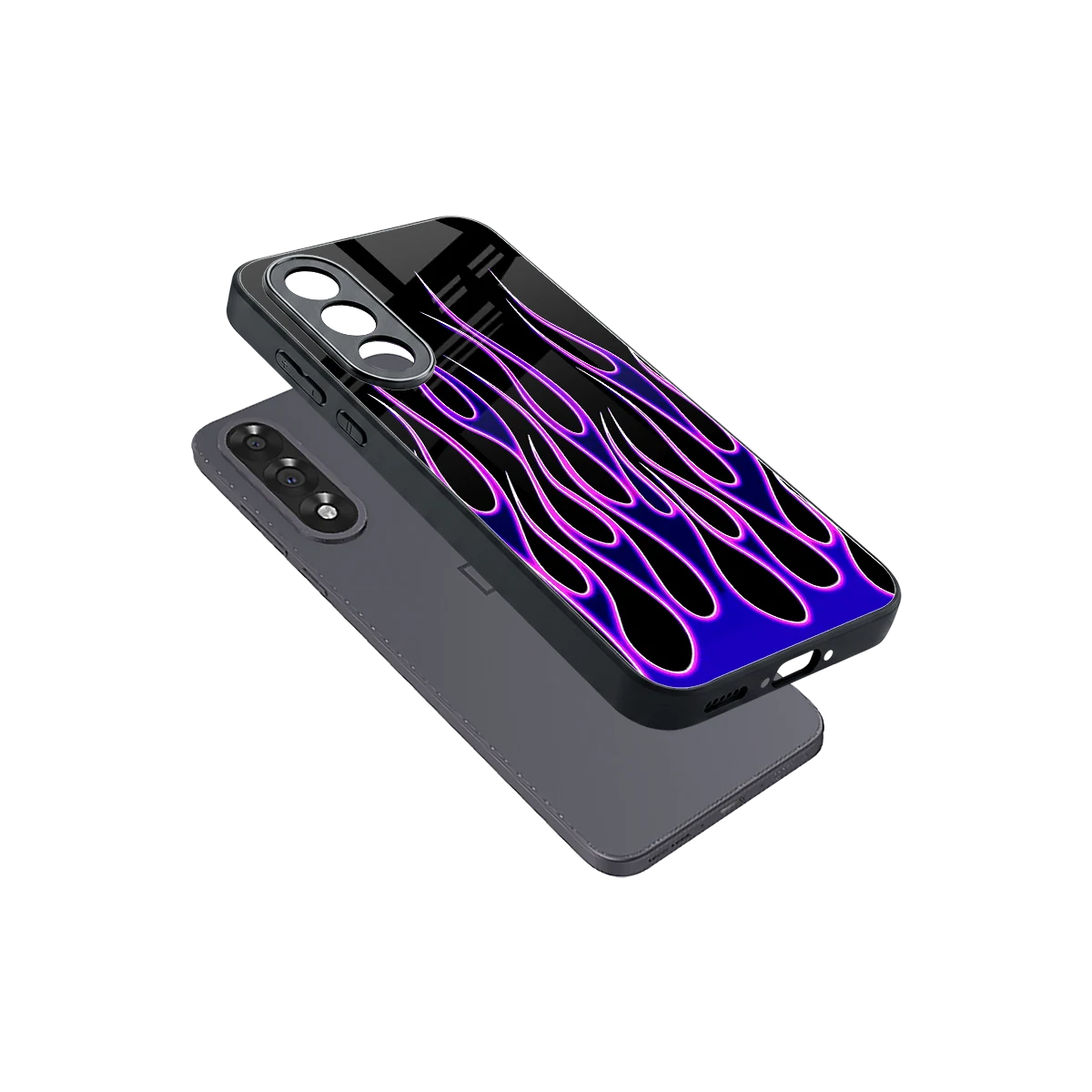 Flames Purple Inferno sleek oneplus nord 5 cover with tempered glass back and TPU edges