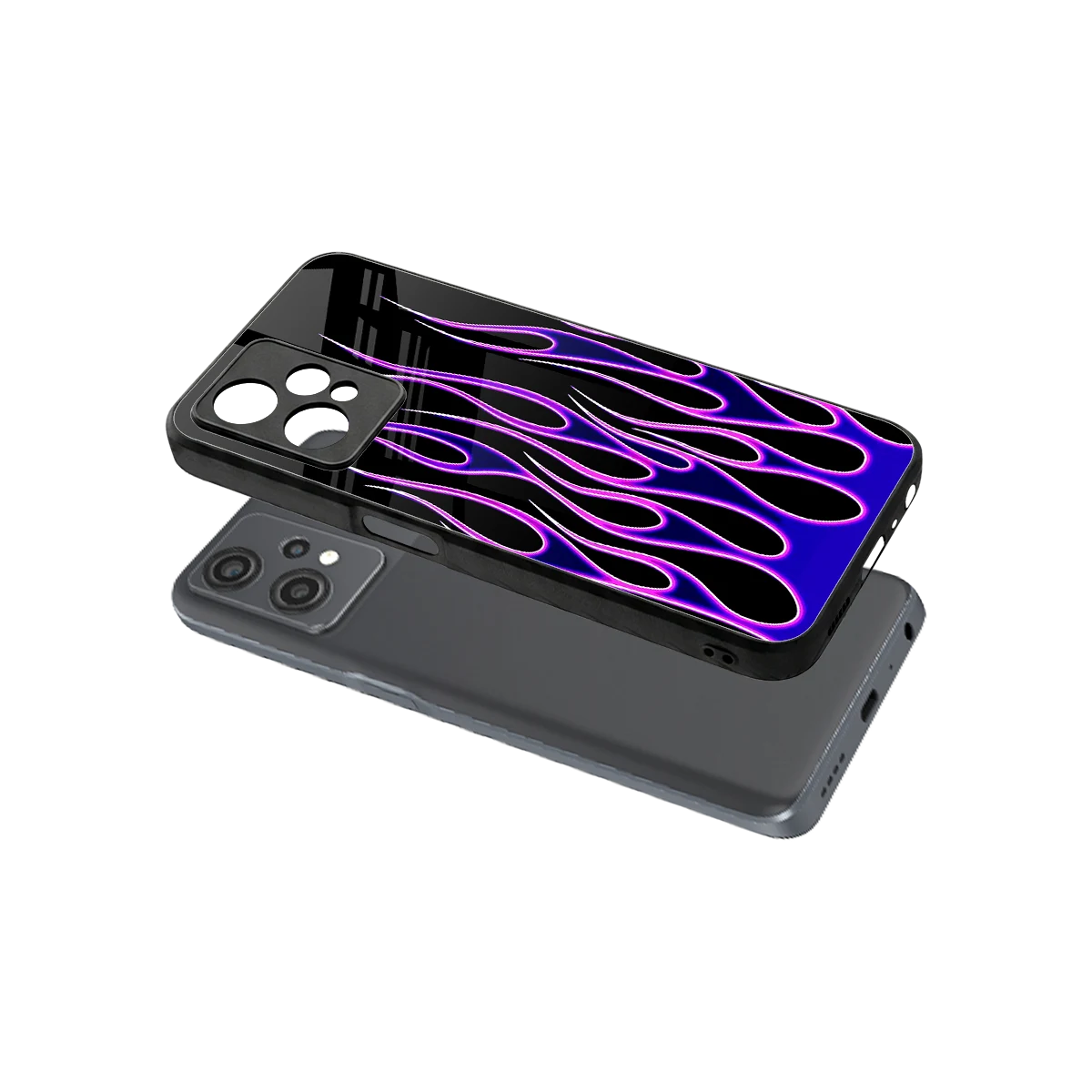 Flames Purple Inferno sleek oneplus nord ce 2 lite cover with tempered glass back and TPU edges