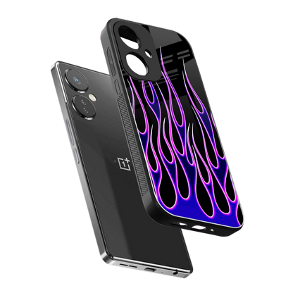 Flames Purple Inferno sleek oneplus nord ce 3 cover with tempered glass back and TPU edges