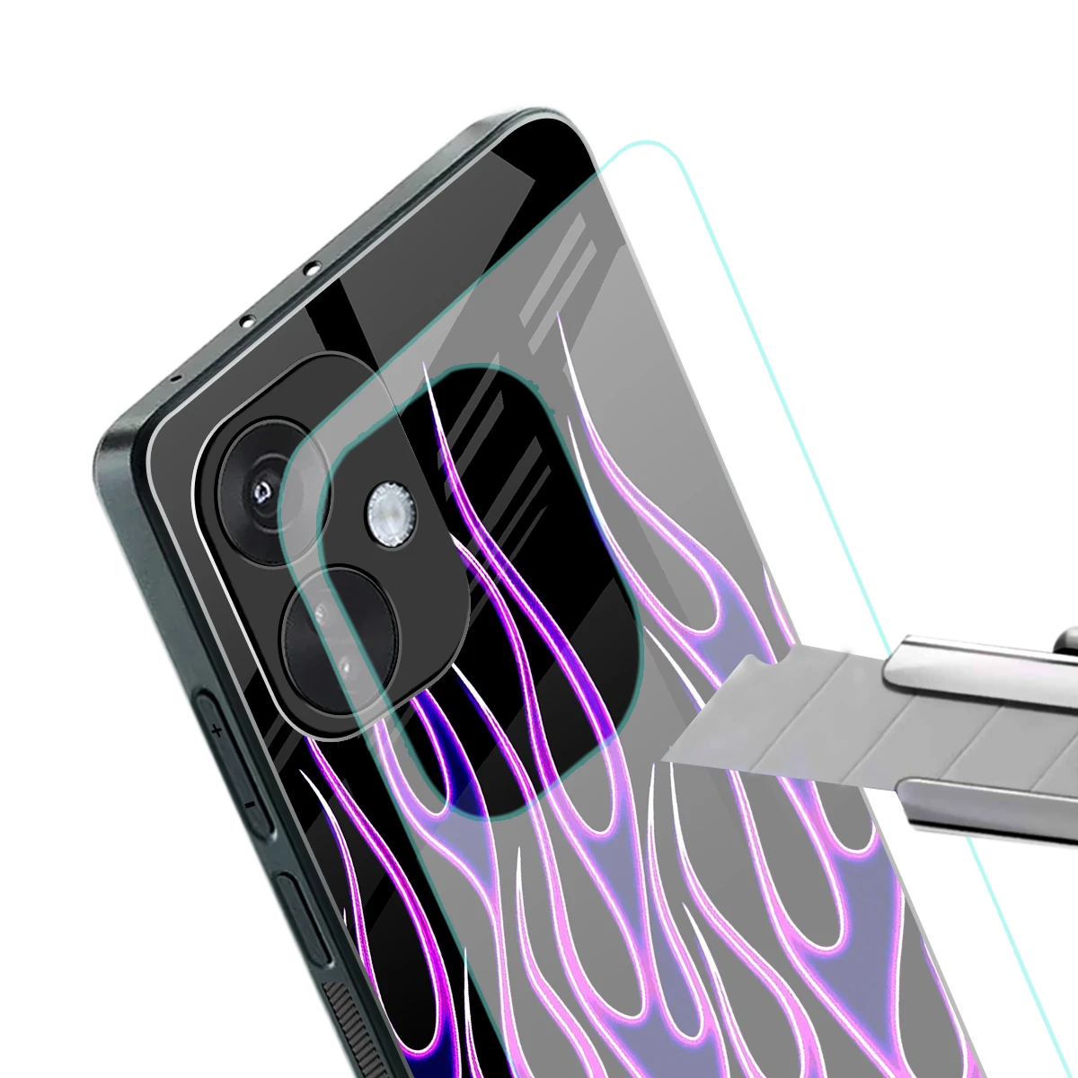 Flames Purple Inferno stylish phone case for oneplus nord ce 3 | glossy glass and slim fit