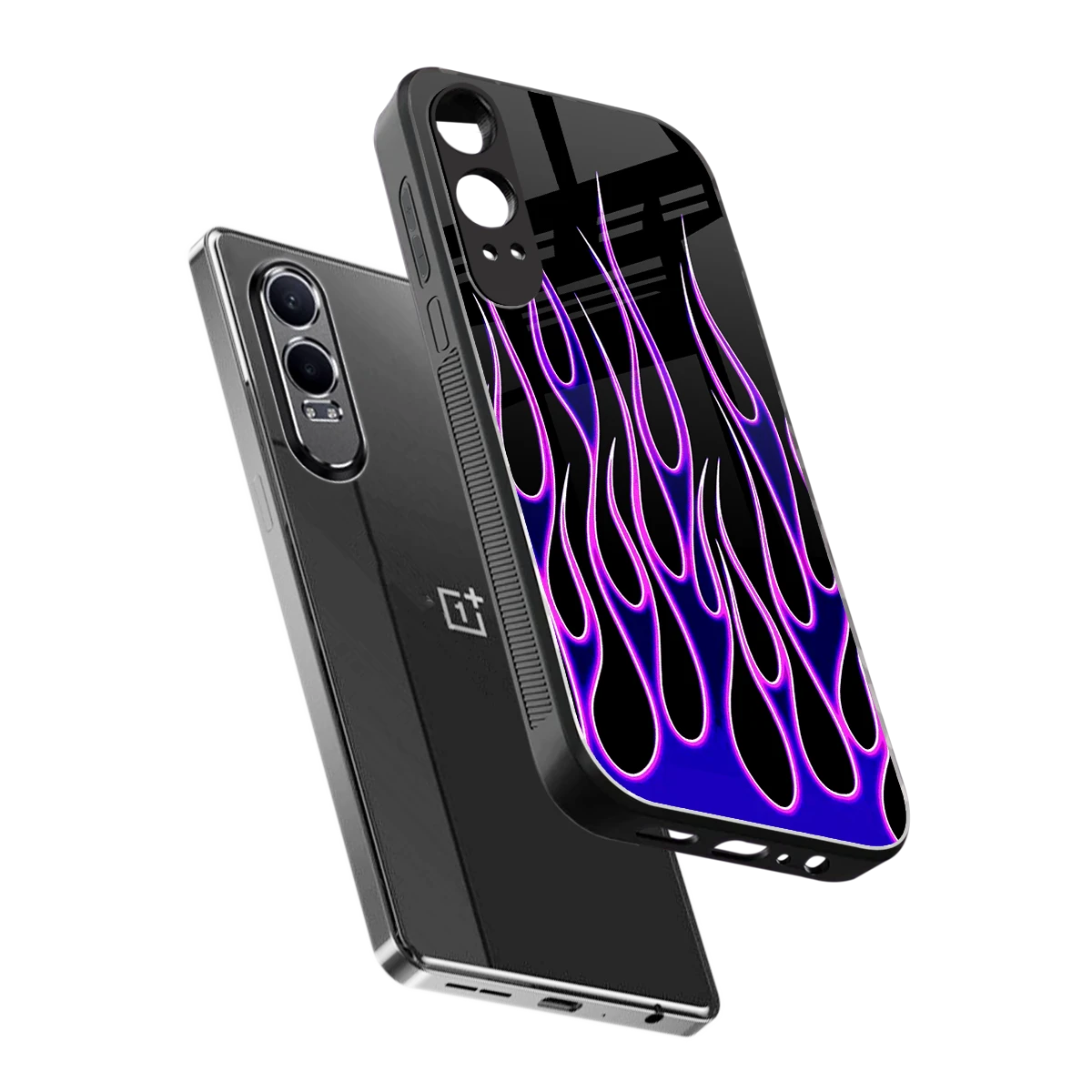 Flames Purple Inferno sleek oneplus nord ce 4 lite cover with tempered glass back and TPU edges