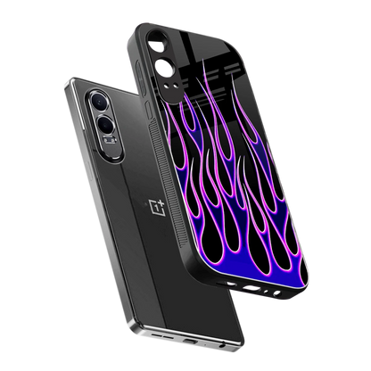 Flames Purple Inferno sleek oneplus nord ce 4 lite cover with tempered glass back and TPU edges