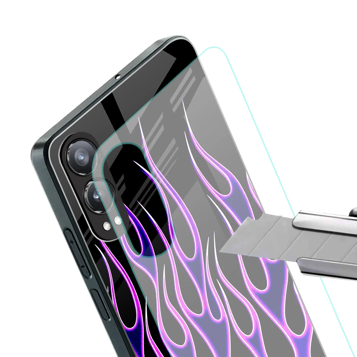 Flames Purple Inferno stylish phone case for oneplus nord ce 4 lite | glossy glass and slim fit