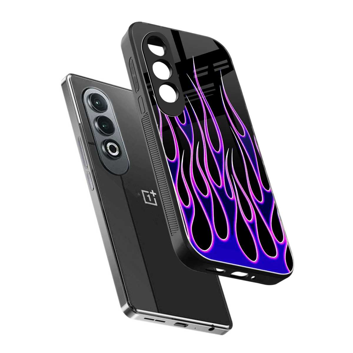 Flames Purple Inferno sleek oneplus nord ce 4 cover with tempered glass back and TPU edges
