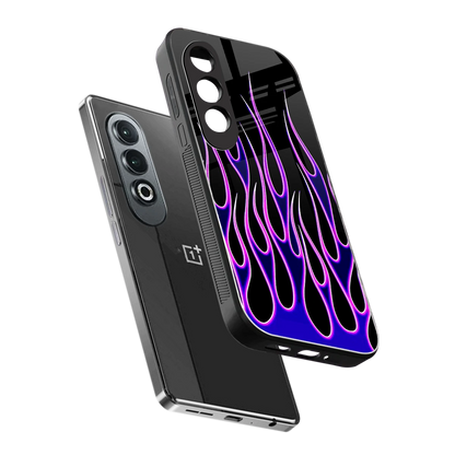 Flames Purple Inferno sleek oneplus nord ce 4 cover with tempered glass back and TPU edges