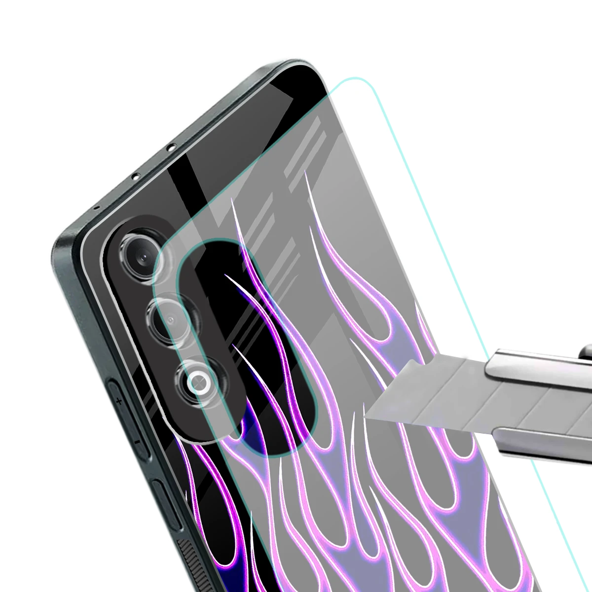 Flames Purple Inferno stylish phone case for oneplus nord ce 4 | glossy glass and slim fit