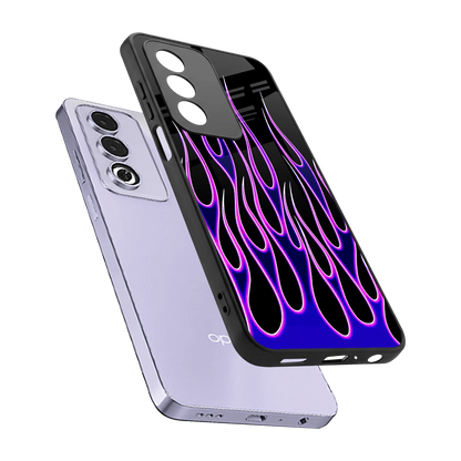 Flames Purple Inferno sleek oppo a3 pro cover with tempered glass back and TPU edges