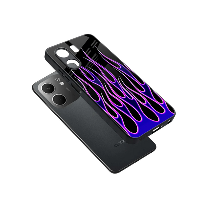 Flames Purple Inferno sleek oppo a5x 5g cover with tempered glass back and TPU edges