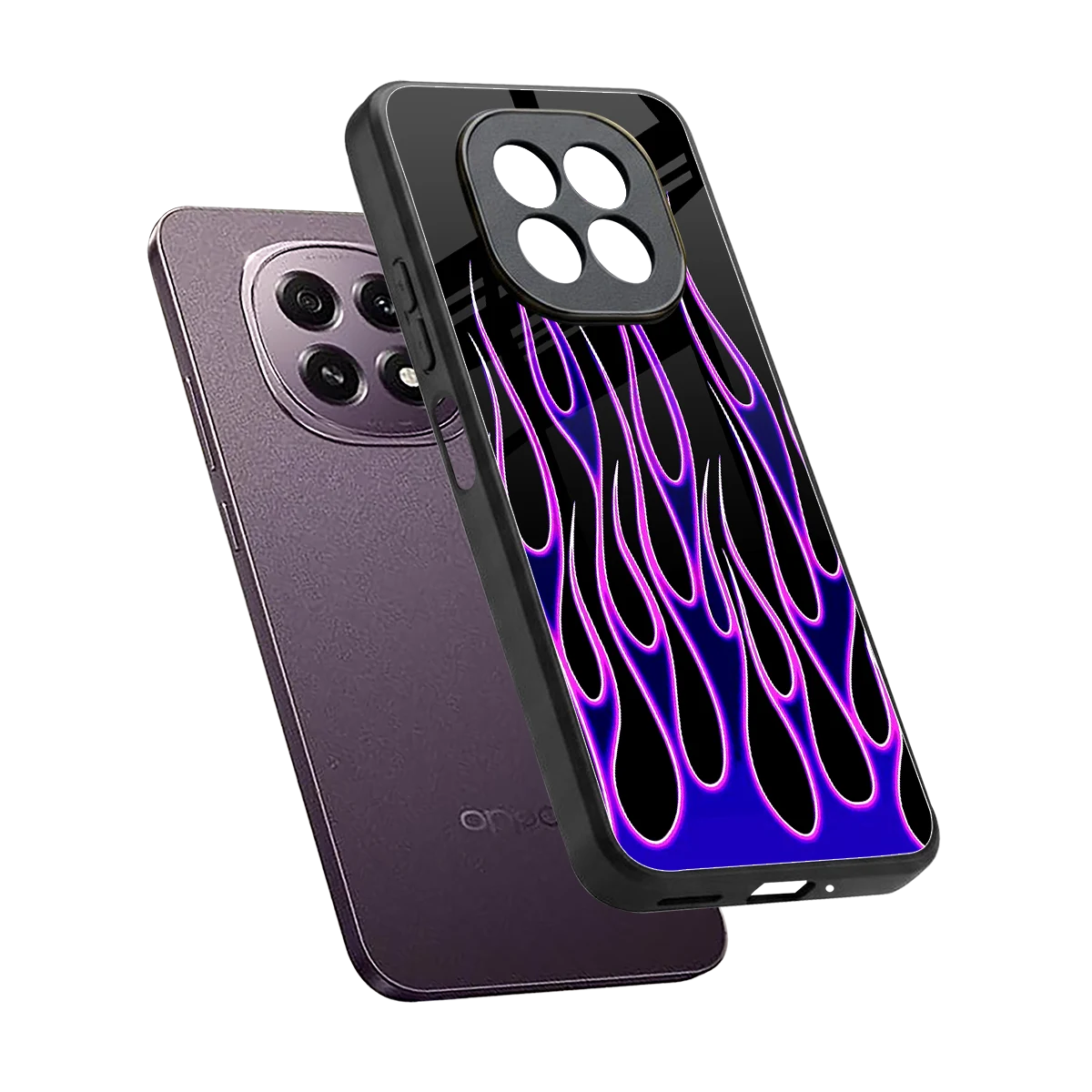 Flames Purple Inferno sleek oppo f29 5g cover with tempered glass back and TPU edges