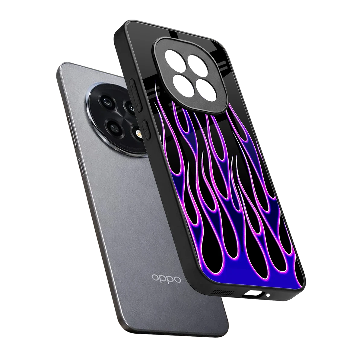 Flames Purple Inferno sleek oppo f29 pro 5g cover with tempered glass back and TPU edges