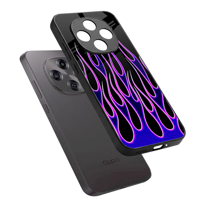 Flames Purple Inferno sleek oppo f31 pro 5g cover with tempered glass back and TPU edges