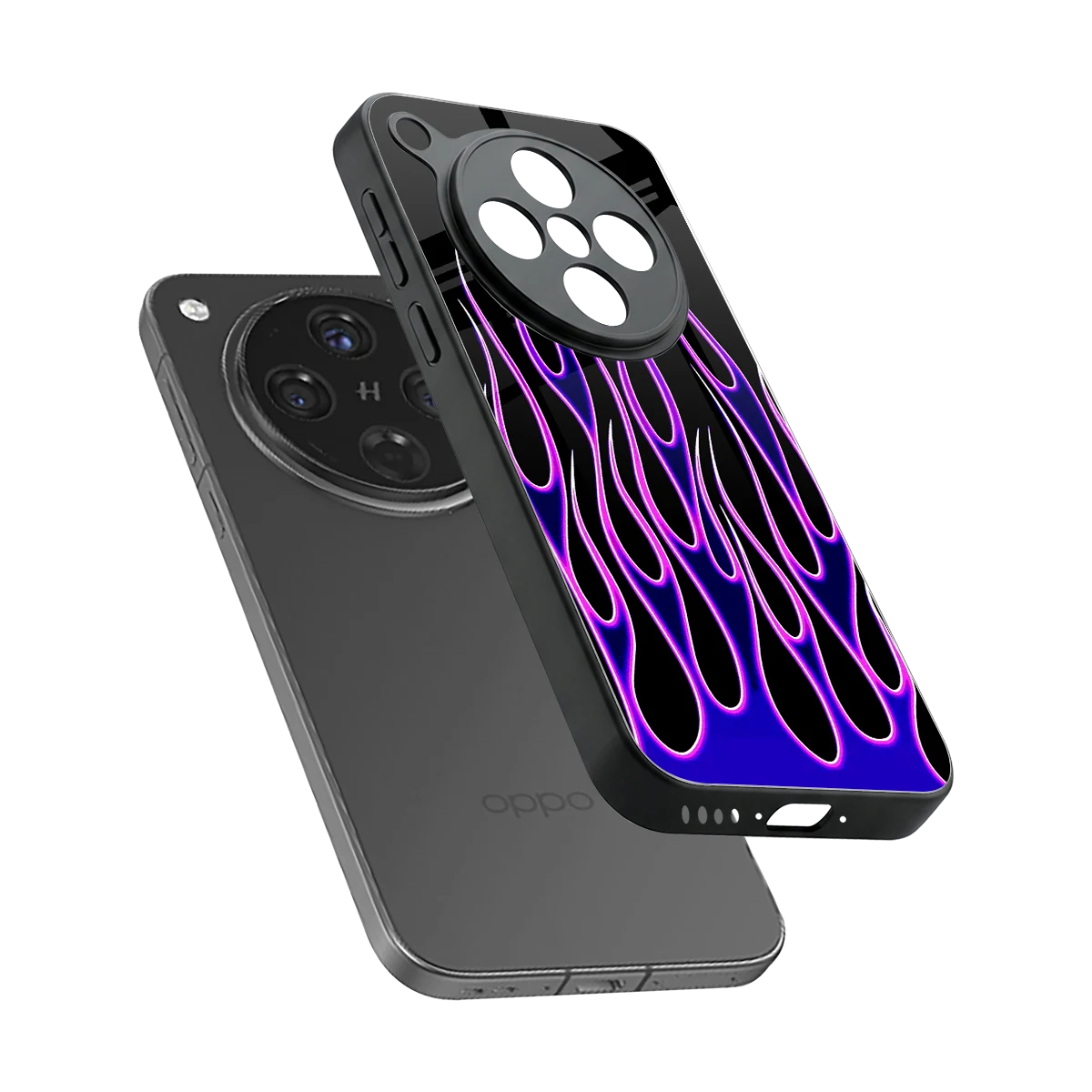 Flames Purple Inferno sleek oppo find x8 cover with tempered glass back and TPU edges