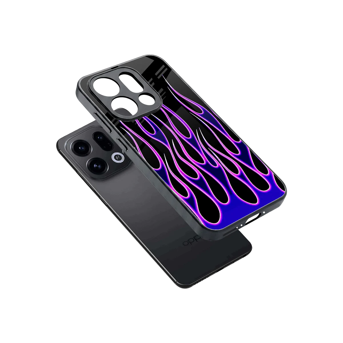 Flames Purple Inferno sleek oppo find x9 cover with tempered glass back and TPU edges