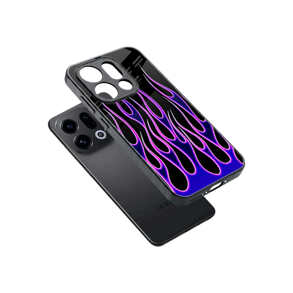 Flames Purple Inferno sleek oppo find x9 cover with tempered glass back and TPU edges