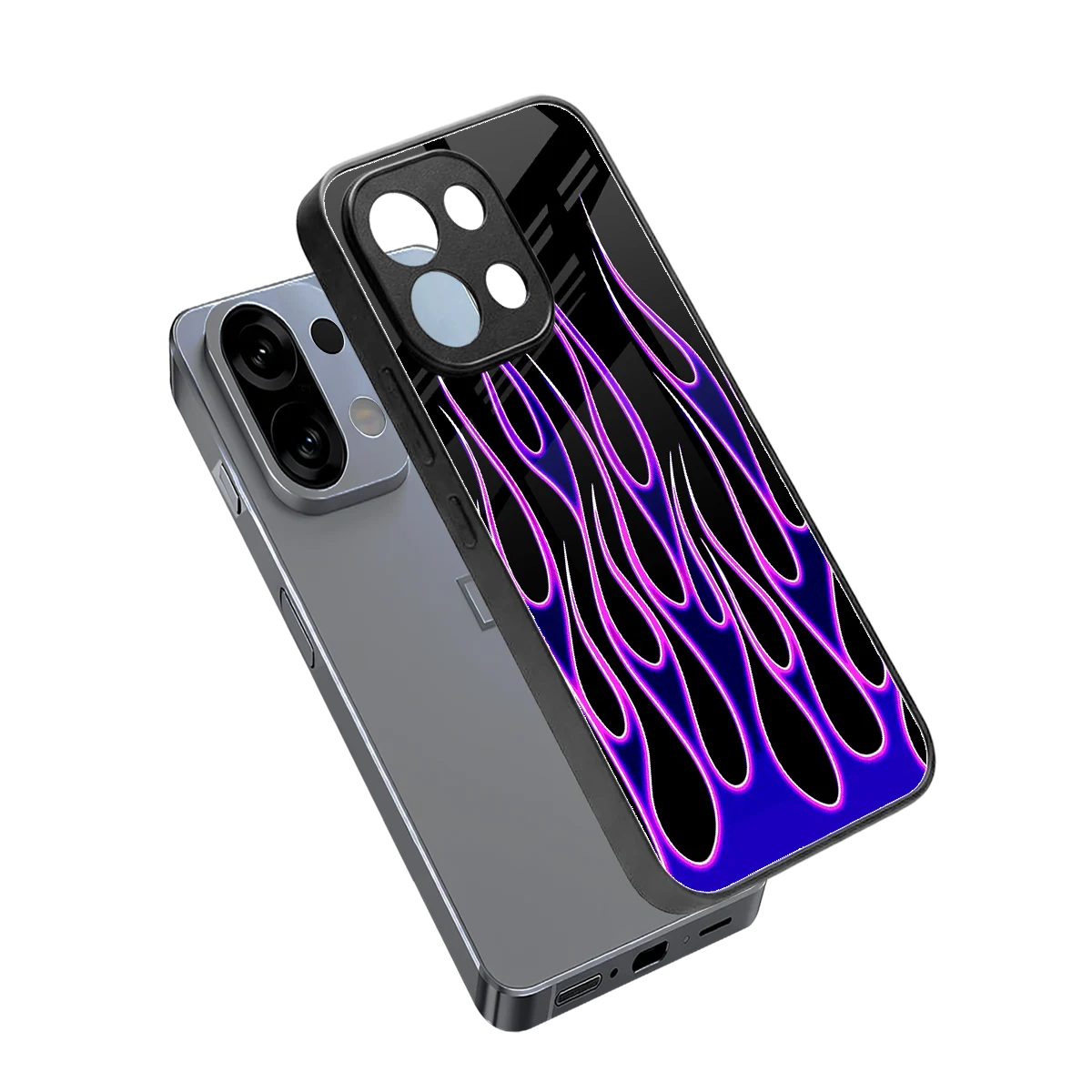 Flames Purple Inferno sleek oppo k13 5g cover with tempered glass back and TPU edges