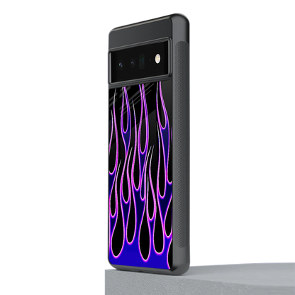 Flames Purple Inferno stylish phone case for google pixel 6 pro | glossy glass and slim fit