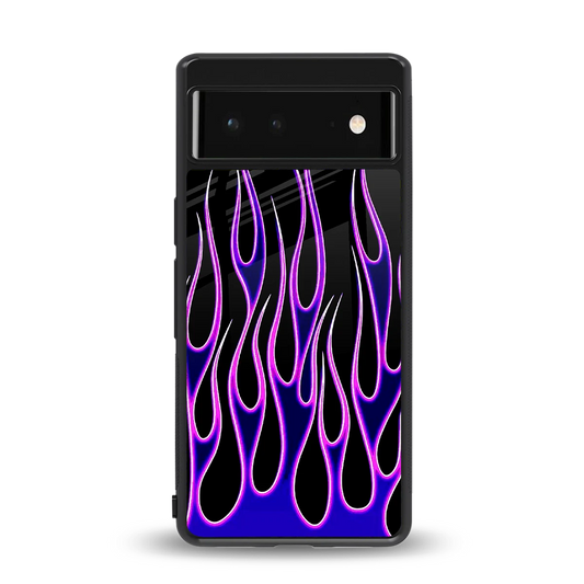 Flames Purple Inferno back phone cover | glass case for google pixel 6