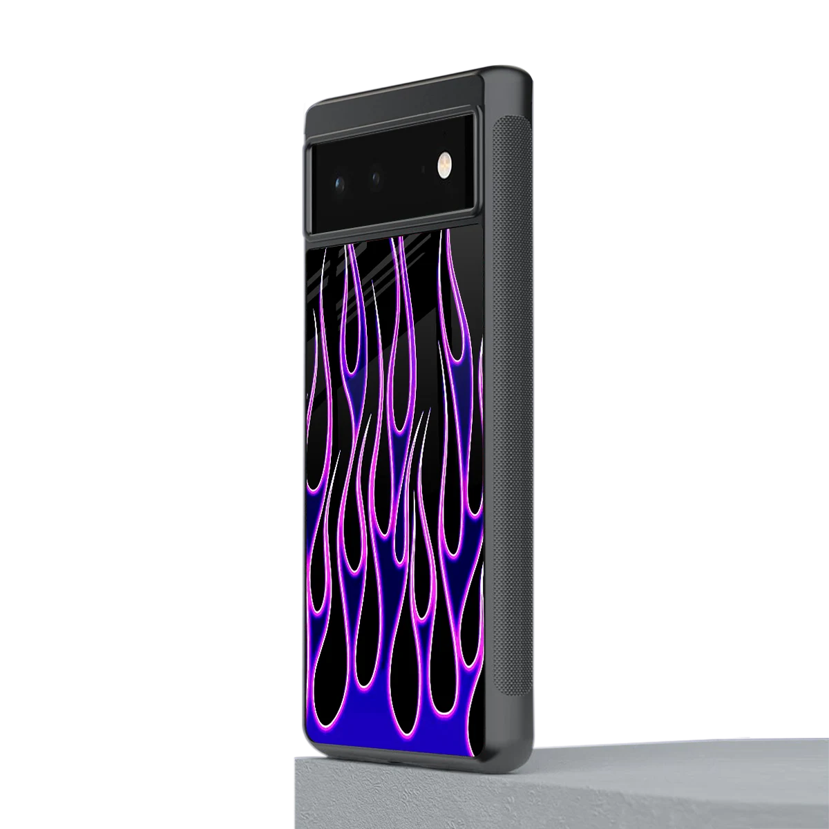 Flames Purple Inferno stylish phone case for google pixel 6a | glossy glass and slim fit