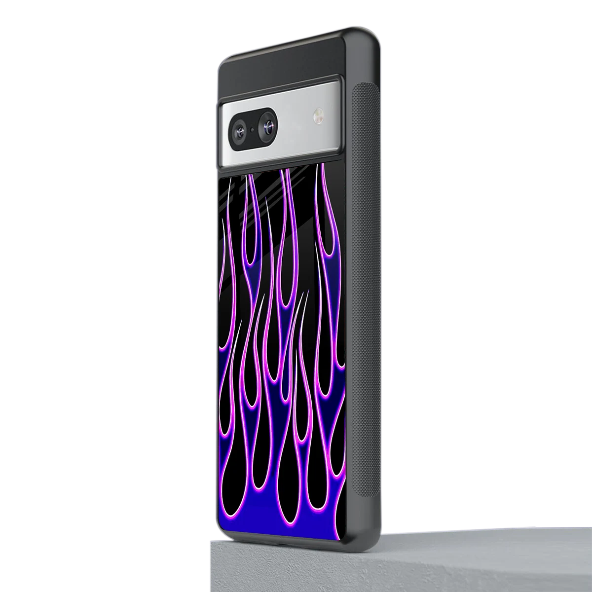 Flames Purple Inferno stylish phone case for google pixel 7 | glossy glass and slim fit