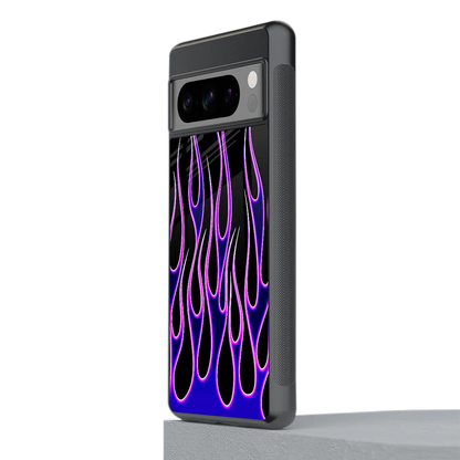 Flames Purple Inferno stylish phone case for google pixel 8 pro | glossy glass and slim fit