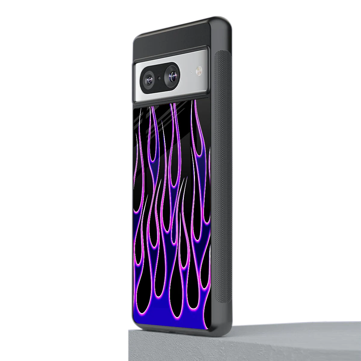 Flames Purple Inferno stylish phone case for google pixel 8 | glossy glass and slim fit