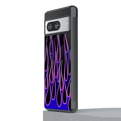Flames Purple Inferno stylish phone case for google pixel 8 | glossy glass and slim fit